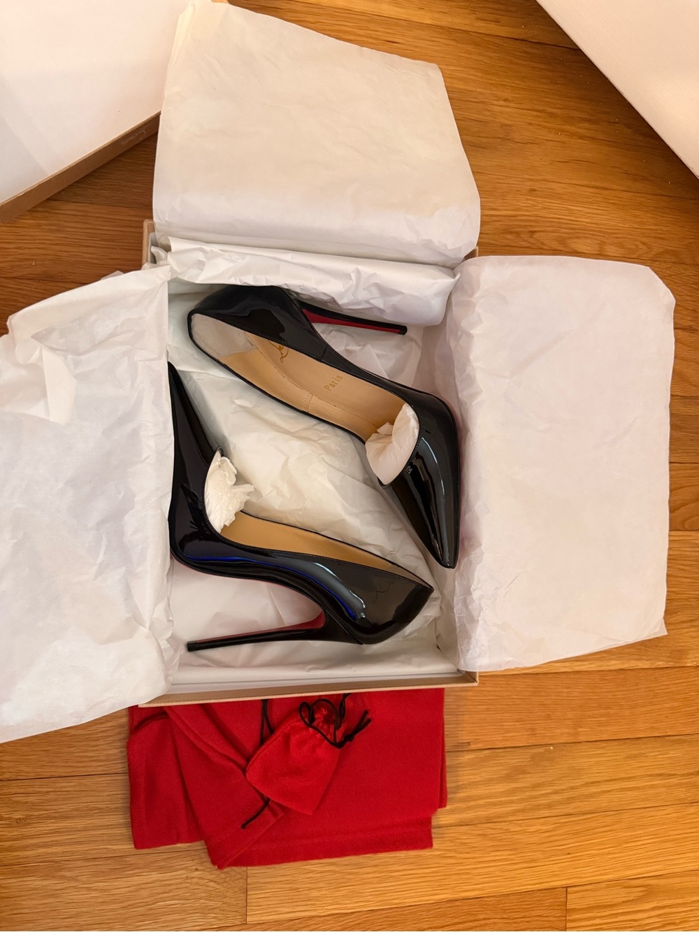 Christian Louboutin Black Patent Pointed Toe Stiletto Pumps - Picture 2 of 6